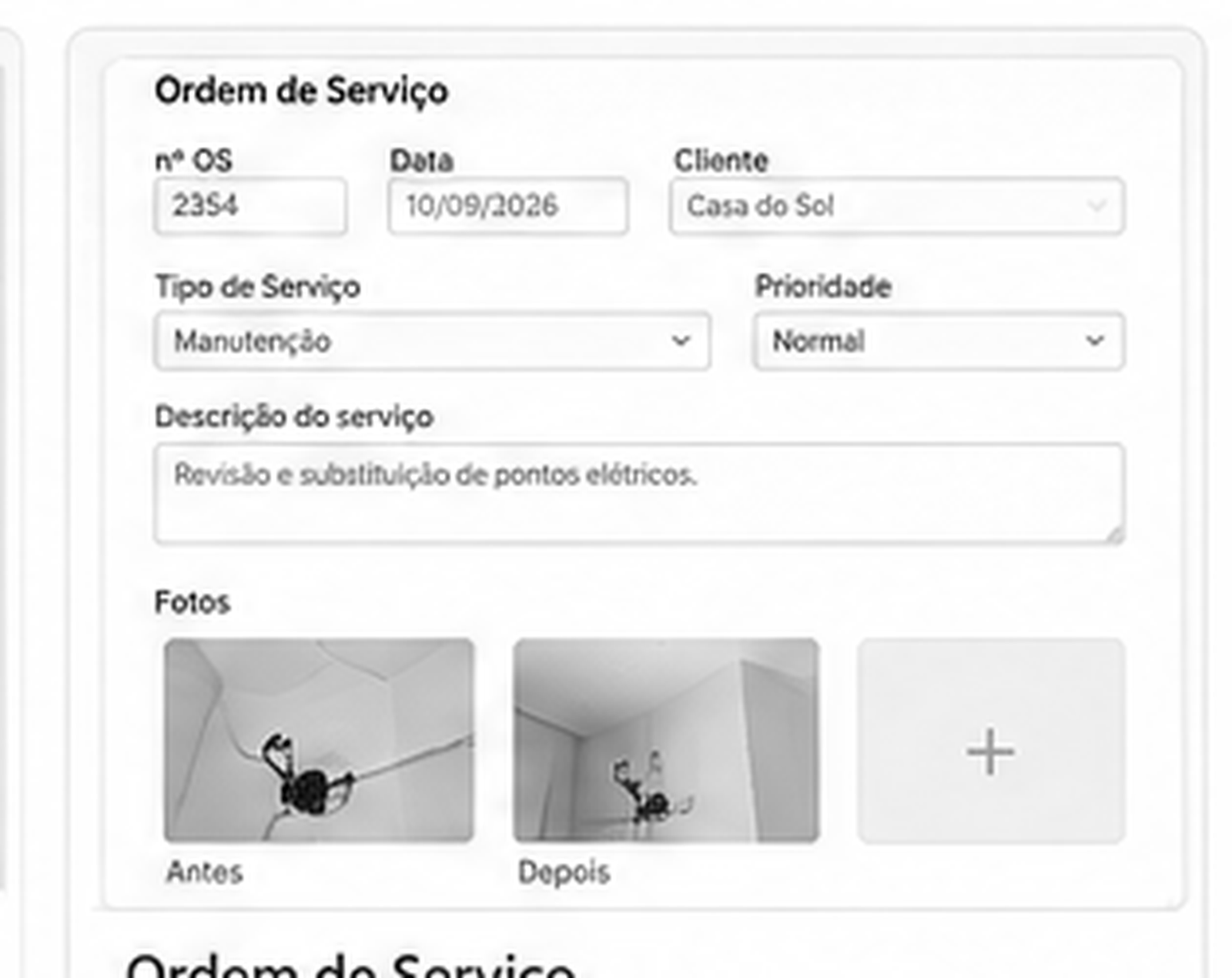 Exemplo de ordem de serviço e evidências no ÁgilOS
