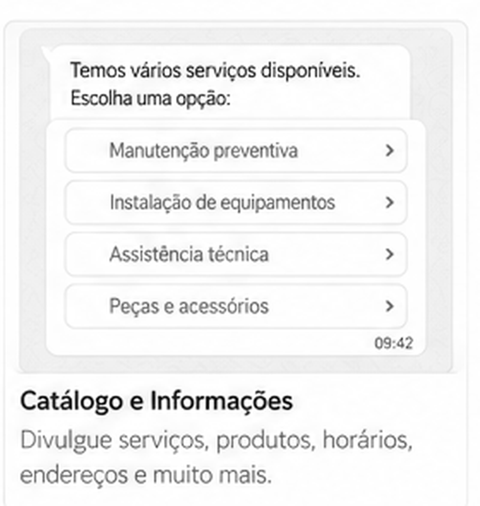 Catálogo e informações no Atendly