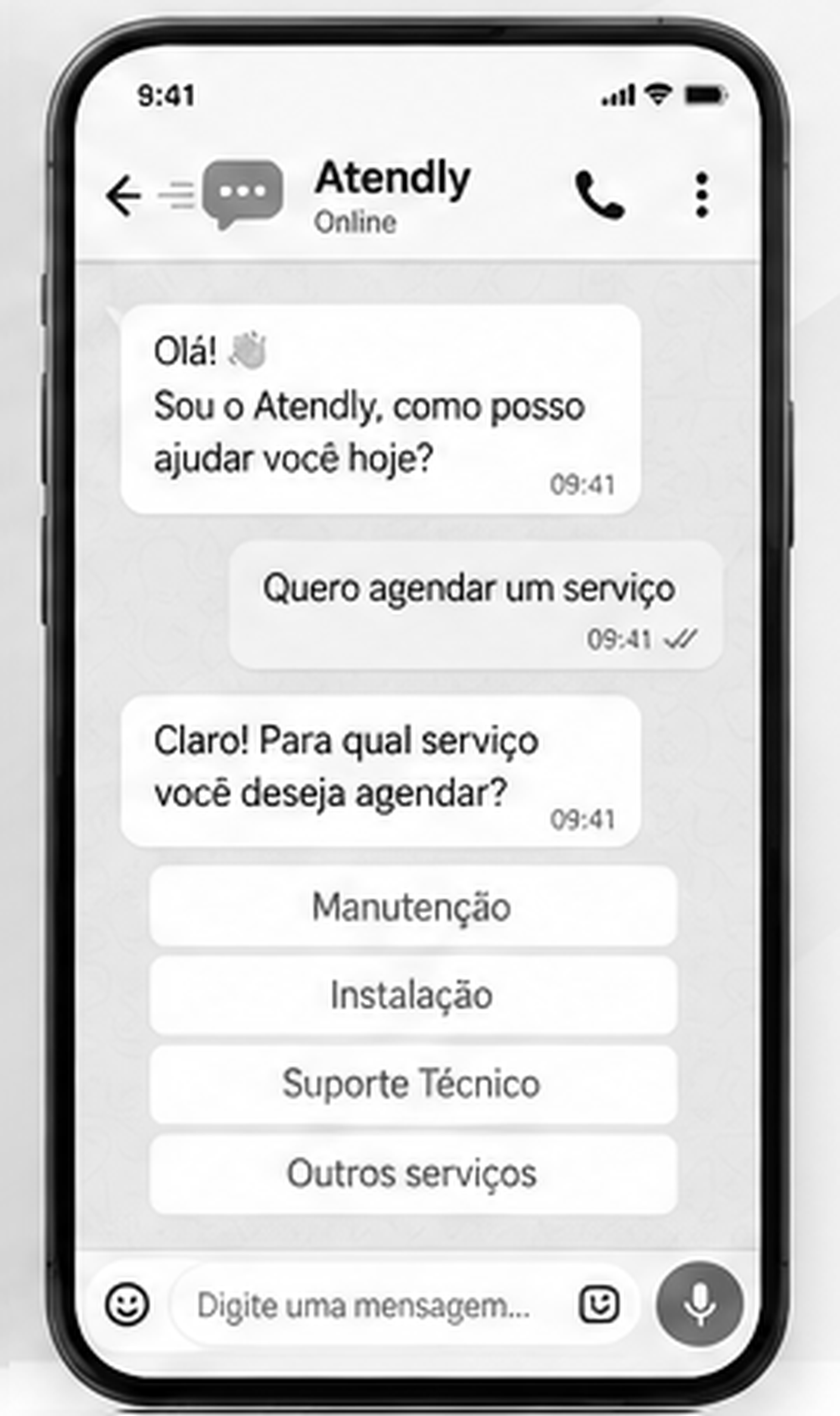 Conversa do Atendly pelo WhatsApp